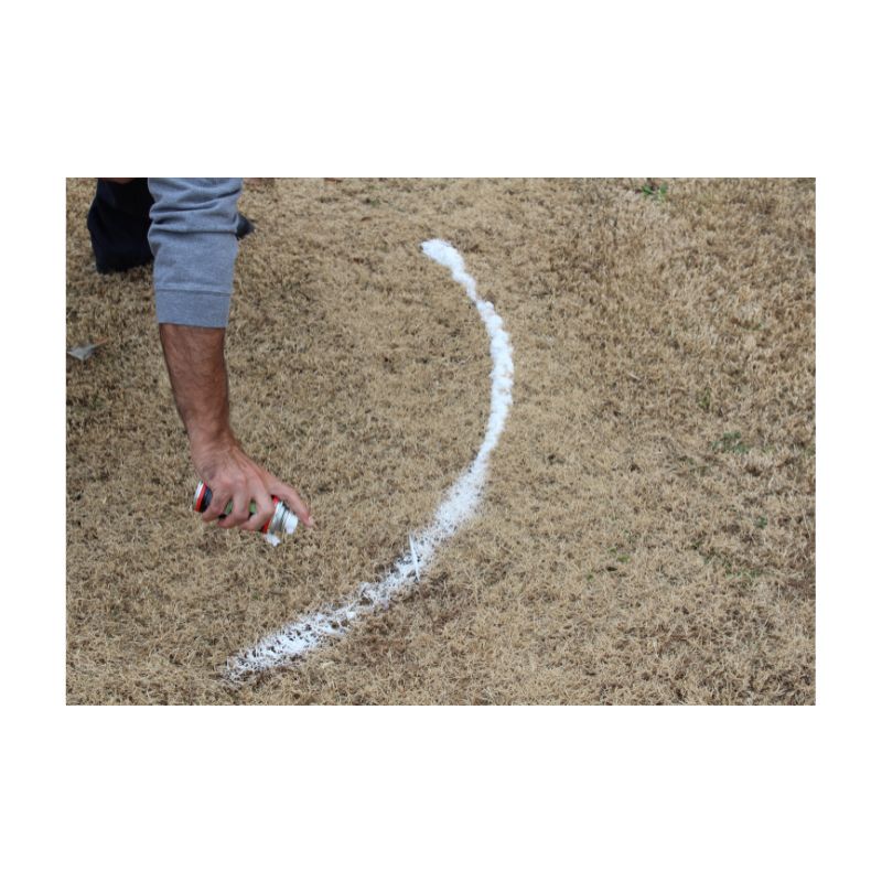 Referee foam sprays thicker when aerosol can is closer to the grass.