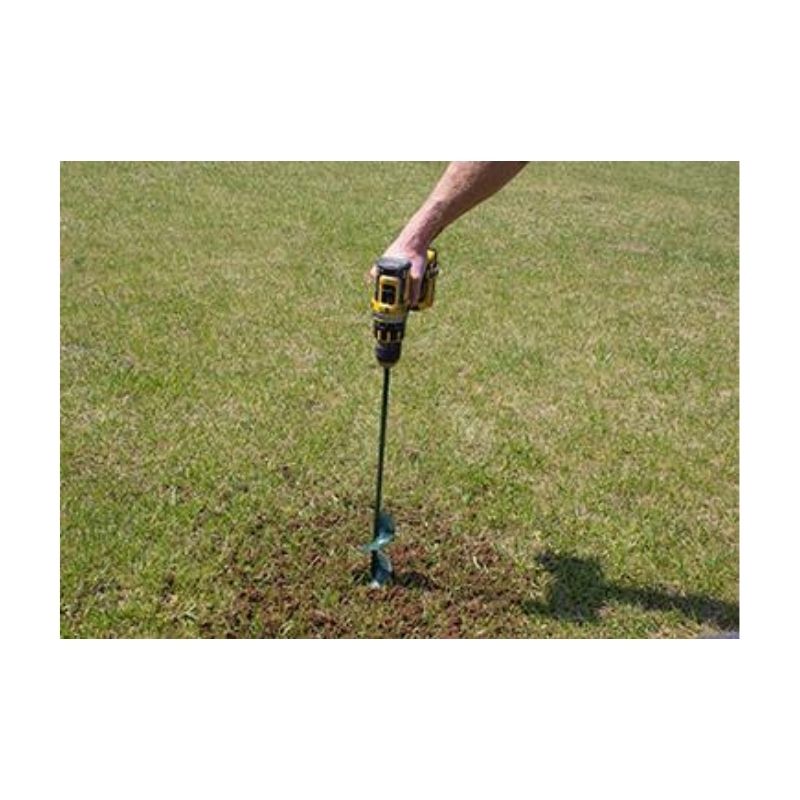 Attach Cordless Dril To Dig Holes In Football Fields.
