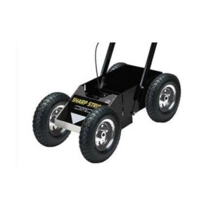 Wide wheel wide handle aerosol can spray machine for soccer football baseball athletic field lines.