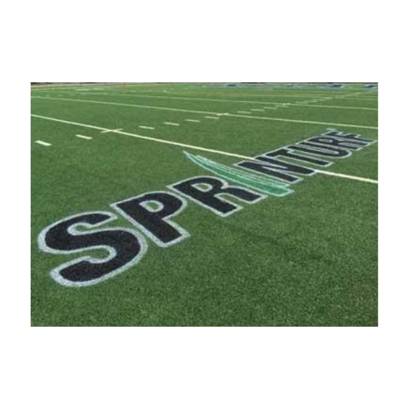 Removable logo for synthetic field turf.