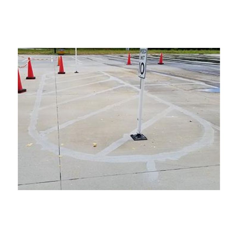 Removal Of Old Peeling Traffic Line Paint Parking Lot.