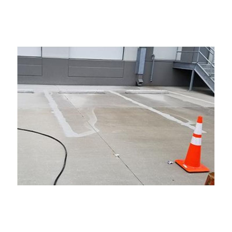 Old Paint Removal Surface Preparation With Pressure Before Parking Lot Painting.