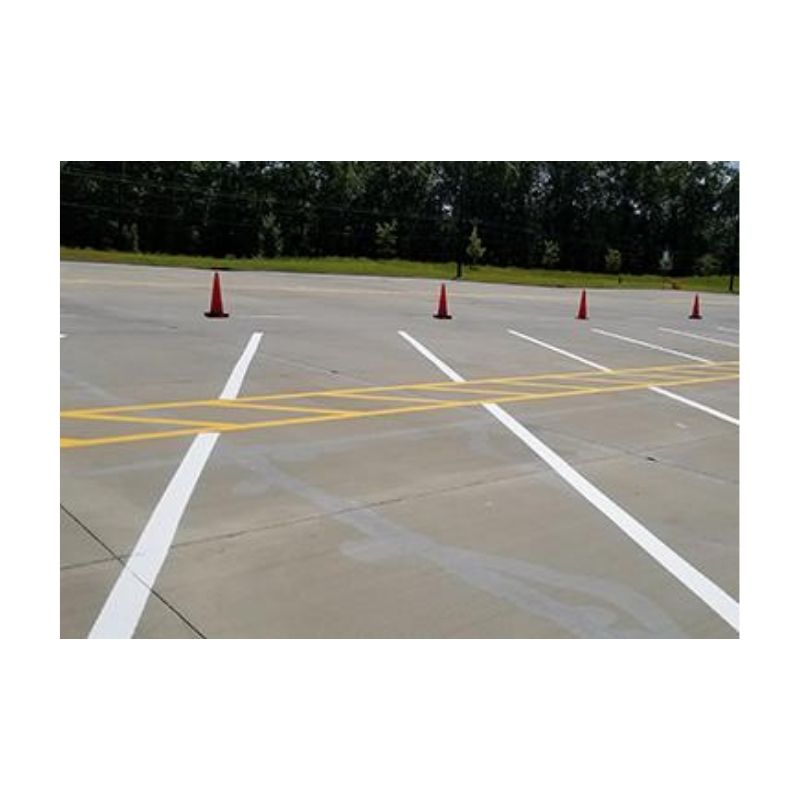 Parking Lot With Traffic Cones Set Up