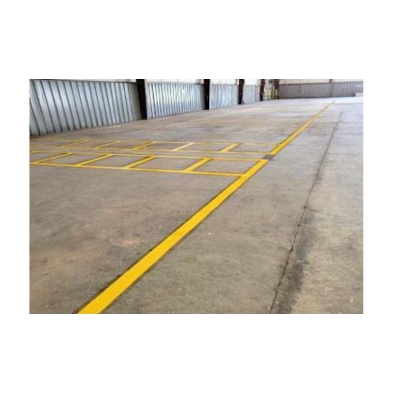 Indoor Warehouse Area With Yellow Floor Line Marking