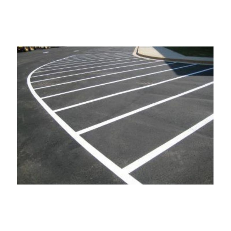 White Parking Lot Lines Freshly Painted On Asphalt