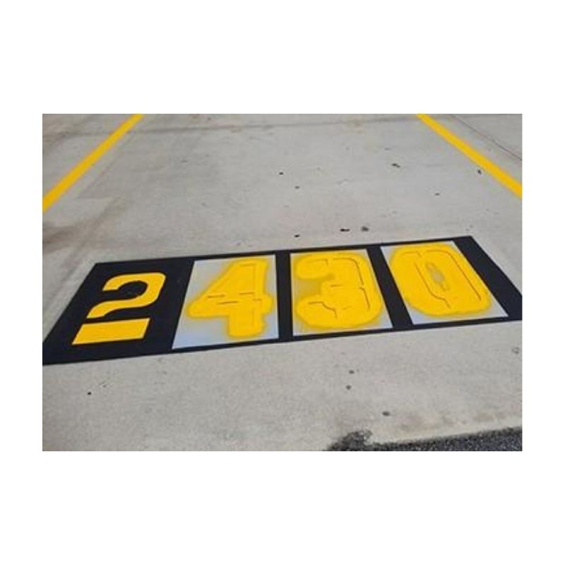 Painted Parking Space Numbers On The Ground