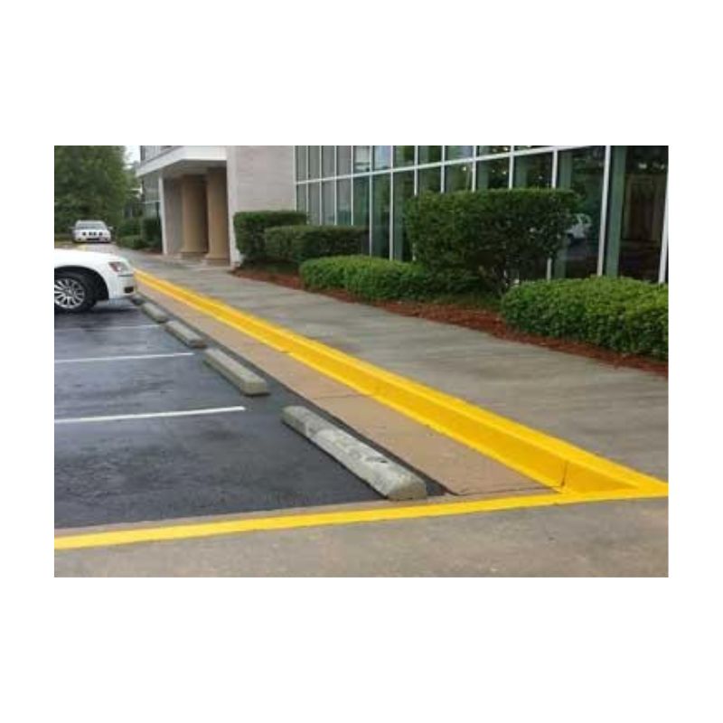Yellow Concrete Curb Safety Paint Protection Repair Coating